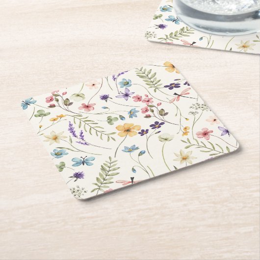 Whimsical Wildflowers Meadow Wedding  Kartonnen Onderzetters (Schuin)
