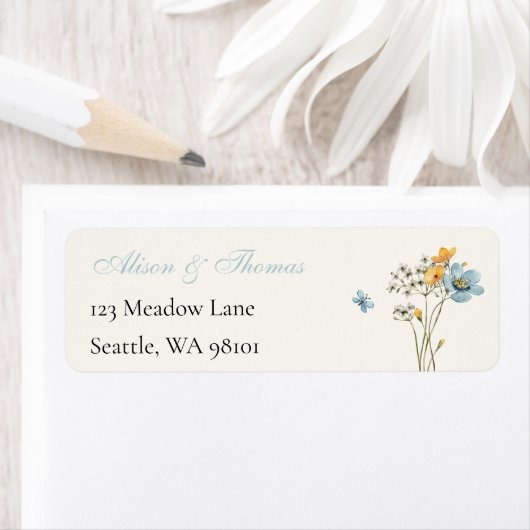Whimsical Wildflowers Meadow Wedding  Label (Insitu)