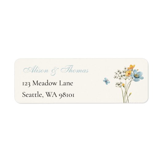 Whimsical Wildflowers Meadow Wedding  Label (Voorkant)