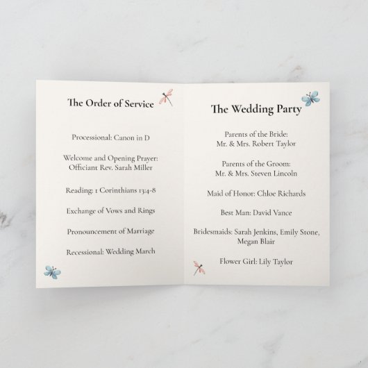 Whimsical Wildflowers Meadow Wedding  Programma (Binnen)