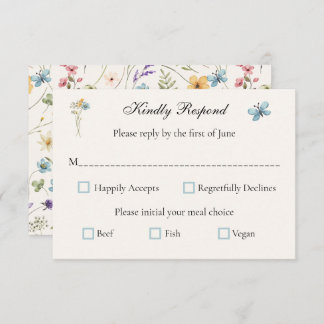 Whimsical Wildflowers Meadow Wedding  RSVP Kaartje