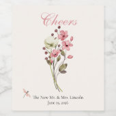 Whimsical Wildflowers Meadow Wedding Wijn Etiket (Enkel label)