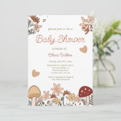 Whimsical Wildflowers Mushroom Baby shower Kaart (Staand voorkant)