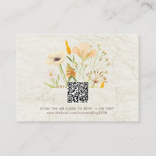 Whimsical Wildflowers QR Code Trouwen Informatiekaartje (Voorkant)