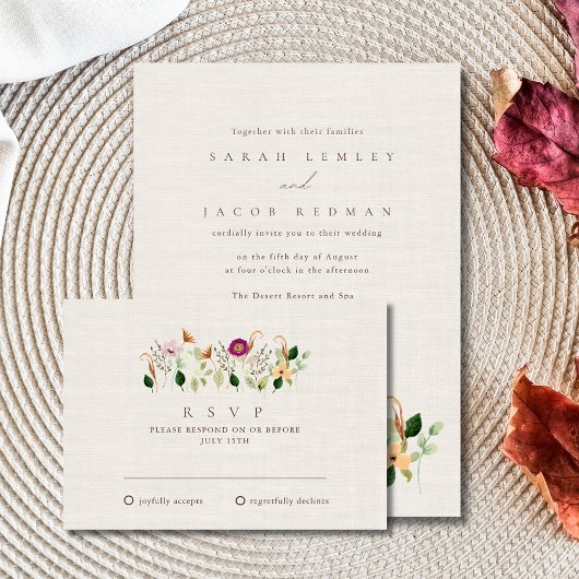 Whimsical Wildflowers Trouw RSVP Kaart
