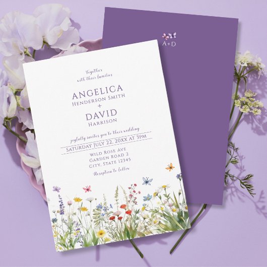 Whimsical Wildflowers Vlinders bruiloft Kaart