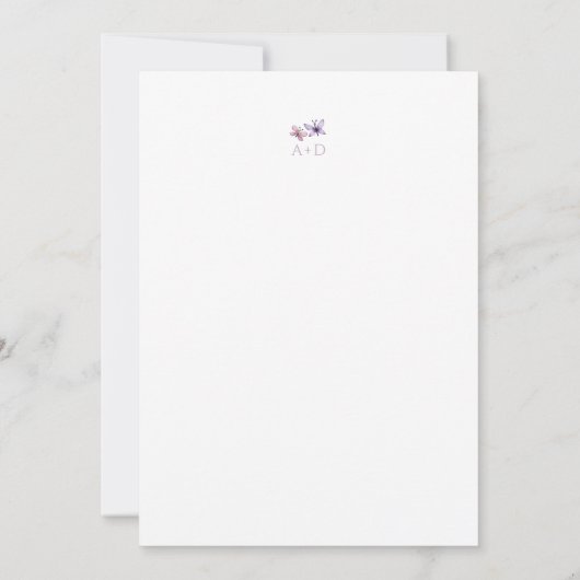 Whimsical Wildflowers Vlinders bruiloft Kaart (Achterkant)