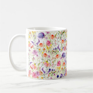 Whimsical Wildflowers   Watercolor Koffiemok