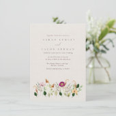 Whimsical Wildflowers Wedding Invitation Kaart (Staand voorkant)