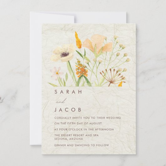 Whimsical Wildflowers Wedding Kaart (Voorkant)