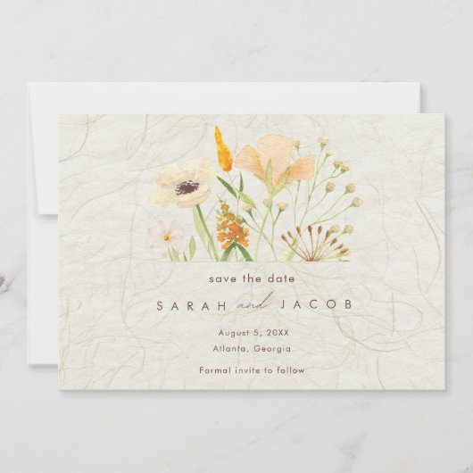 Whimsical Wildflowers Wedding Save The Date (Voorkant)
