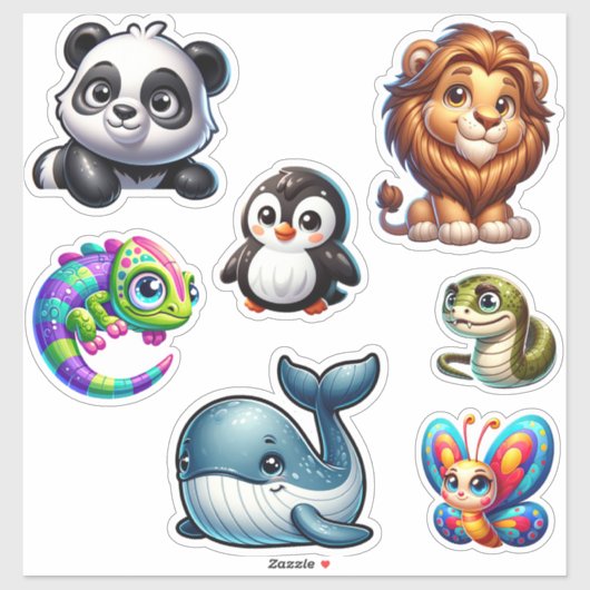 Whimsical Wildlife - 3D Animal Kingdom Sticker Set (Vel)
