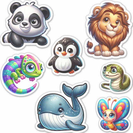 Whimsical Wildlife - 3D Animal Kingdom Sticker Set (Voorkant)
