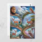 Whimsical Wildlife Fantasy Intrinsieke Miniatuur Briefkaart (Voorkant / Achterkant)