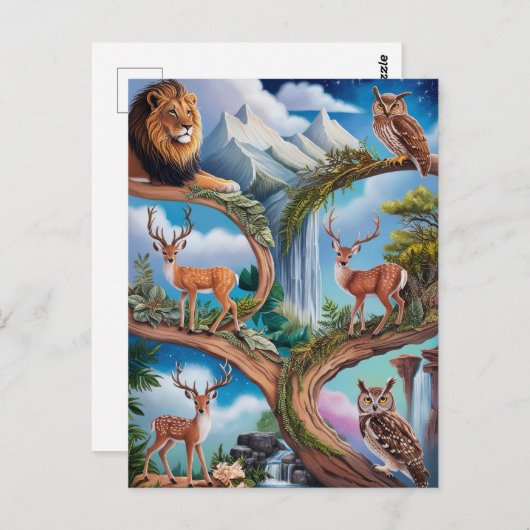 Whimsical Wildlife Fantasy Intrinsieke Miniatuur Briefkaart (Voorkant / Achterkant)