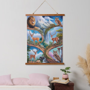 Whimsical Wildlife Fantasy Intrinsieke Miniatuur Hangend Wandkleed
