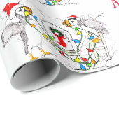 Whimsical Wildlife Kerstmis Puffin Wrapping Paper Cadeaupapier (Rol Hoek)