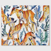 Whimsical Wildlife Waterverf Collage Cadeaupapier (Vlak)