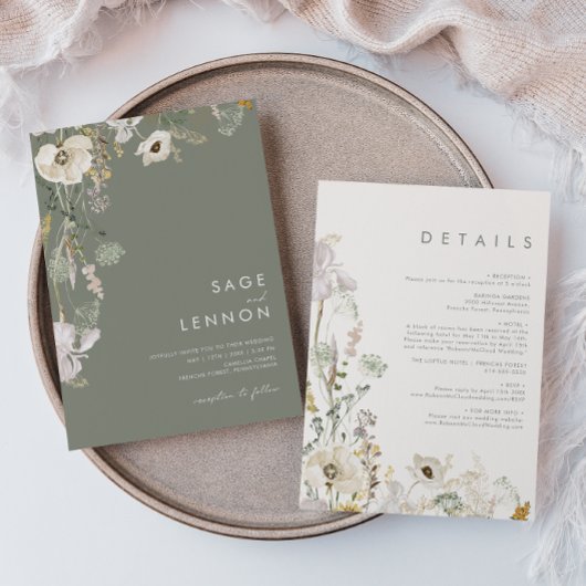 Whimsical Willem Meadow Sage Green All in One Kaart