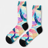 Whimsical Wind Retro Abstract Lint Sokken (Links)