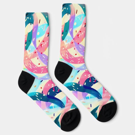 Whimsical Wind Retro Abstract Lint Sokken (Rechts)