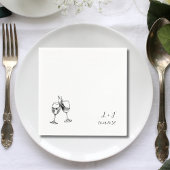Whimsical Wine Glasses Cocktail Initialen bruiloft Servet