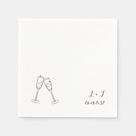 Whimsical Wine Glasses Custom Initialen Wedding Servet (Voorkant)