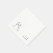 Whimsical Wine Glasses Custom Initialen Wedding Servet (Hoek)