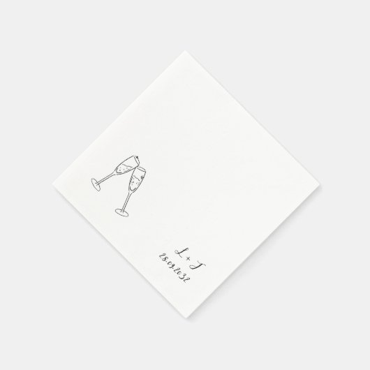 Whimsical Wine Glasses Custom Initialen Wedding Servet (Hoek)