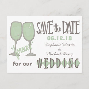 Whimsical Wine Glasses Save the Date Wedding Aankondigingskaart