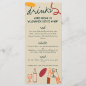 Whimsical Winery Lunch Diner Verjaardag Menu (Achterkant)