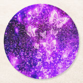 Whimsical Wing: Paarse vlinder rond Onderzetter (Voorkant)