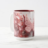 Whimsical Wings: 3D roze vlinder koffie Mok (Voorkant links)