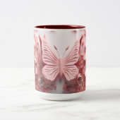 Whimsical Wings: 3D roze vlinder koffie Mok (Center)