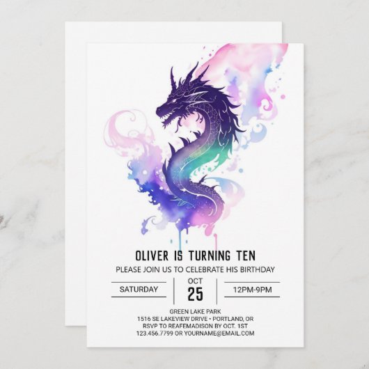 Whimsical Wings and Scales Dragon Verjaardag Kaart (Voorkant / Achterkant)