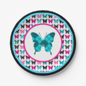 Whimsical Wings: Argyle Blues Papieren Bordje (Voorkant)