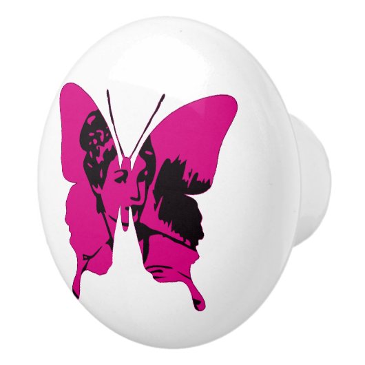 Whimsical Wings: Cameo Pink Keramische Knop (Rechts)