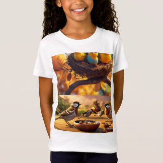 Whimsical Wings: Cartoon Bird T-shirt Design