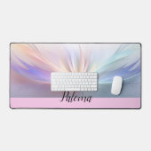 Whimsical Wings: Pastel Spectrum Feather Bureaumat (Keyboard & Muis)