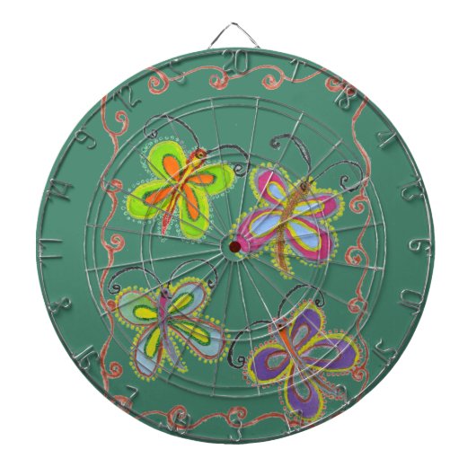 Whimsical Wings: Verbluffend vlinder-thema ontwerp Dartbord (Voorkant)