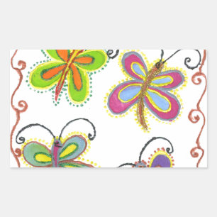 Whimsical Wings: Verbluffend vlinder-thema ontwerp Rechthoekige Sticker