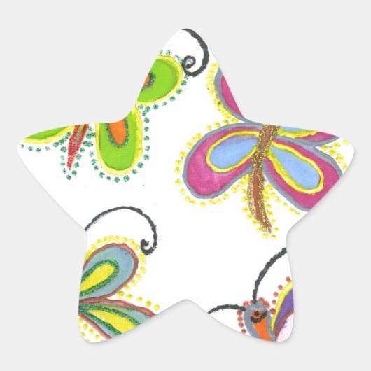 Whimsical Wings: Verbluffend vlinder-thema ontwerp Ster Sticker (Voorkant)