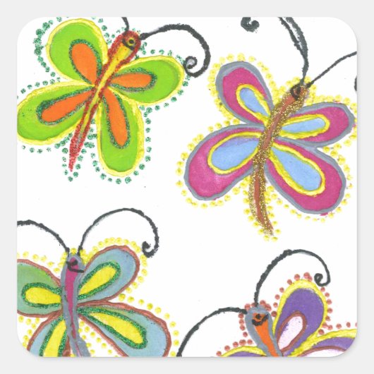 Whimsical Wings: Verbluffend vlinder-thema ontwerp Vierkante Sticker (Voorkant)