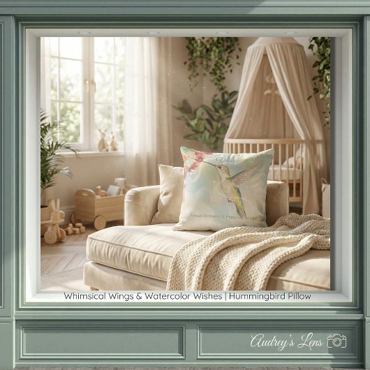 Whimsical Wings & Watercolor Wishes | Hummingbird Kussen