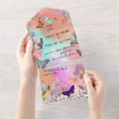 Whimsical Wings: Waterverf vlinderbruiloft All In One Uitnodiging (Afscheurbaar)