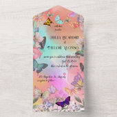 Whimsical Wings: Waterverf vlinderbruiloft All In One Uitnodiging (Binnen)