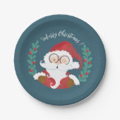 Whimsical Winking Santa Blue Christmas Paper Bord (Voorkant)