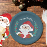 Whimsical Winking Santa Blue Christmas Paper Bord<br><div class="desc">Schattige blauw kerstpapier borden met een schattige waterverf knipperen sinterklaas. Kies de grootte en vorm van het bord dat u wilt. © ArianeC Illustrations-Alle rechten voorbehouden</div>