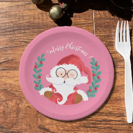 Whimsical Winking Santa Roze Kerst Papier Bord
