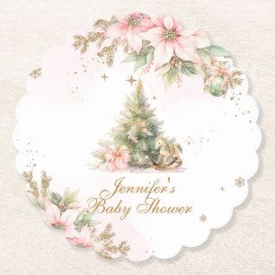Whimsical Winter A Merry Little baby shower Pink Kartonnen Onderzetters